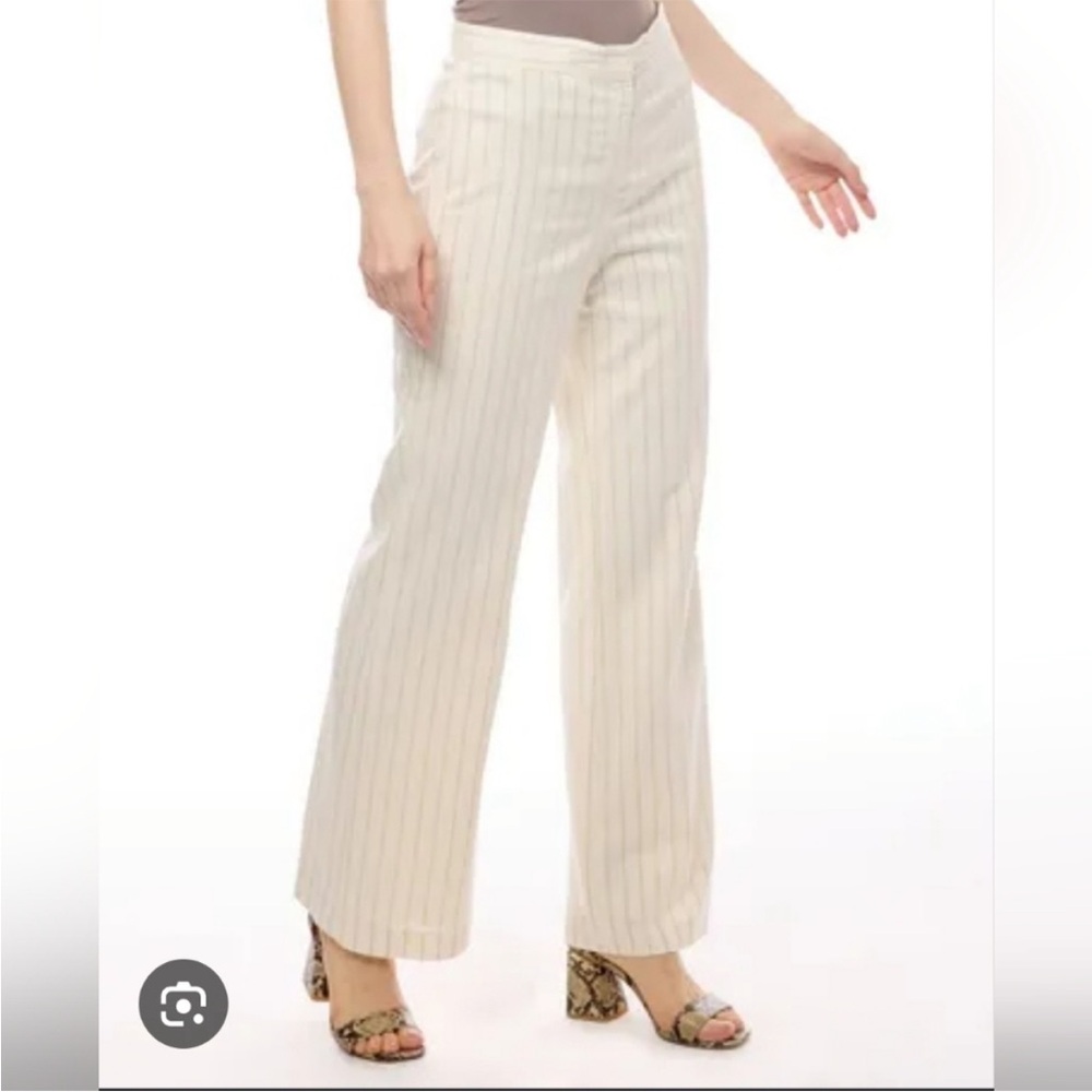 Zara Striped Wide Leg Pants ecru S
